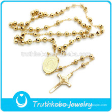 TKB-N0019 High Process Golden Virgin Mary Cross Saint Charm 316L High Quality Stainless Steel Necklace